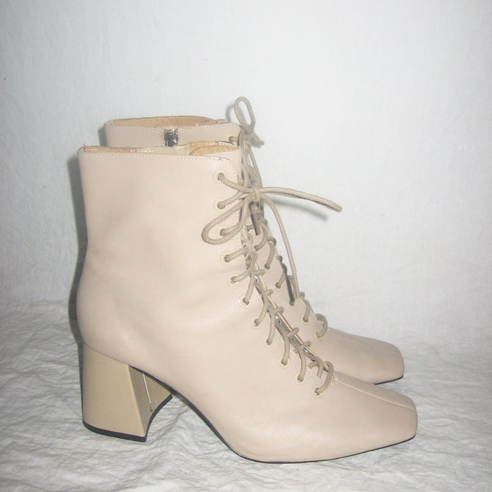 Zara Women's Ankle Booties Leather Laced Boots 40